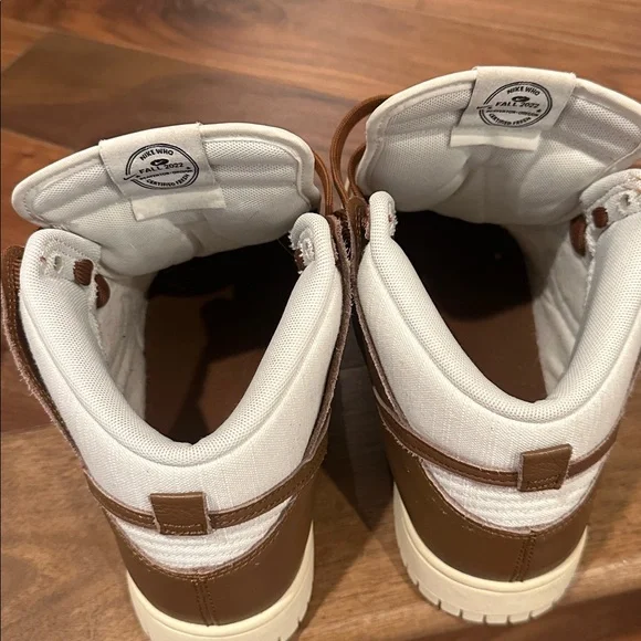NIKE DUNK HI brown leather white canvas - Picture 3 of 5